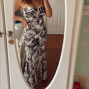 XSCAPE Mermaid Strapless Gown Dress